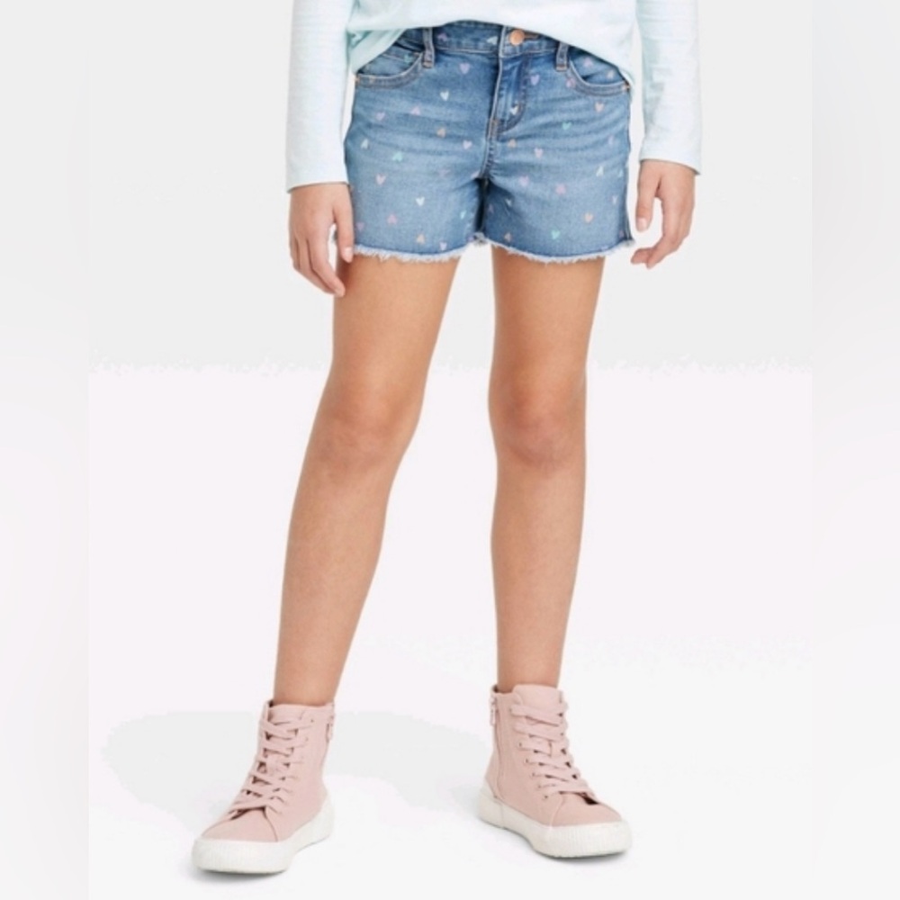 Cat and Jack Heart Jean Shorts size 8 medium